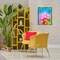 Stupell Industries Groovy Daisy Wig Cat Framed Floater Canvas Wall Art Design by Michael Quackenbush
